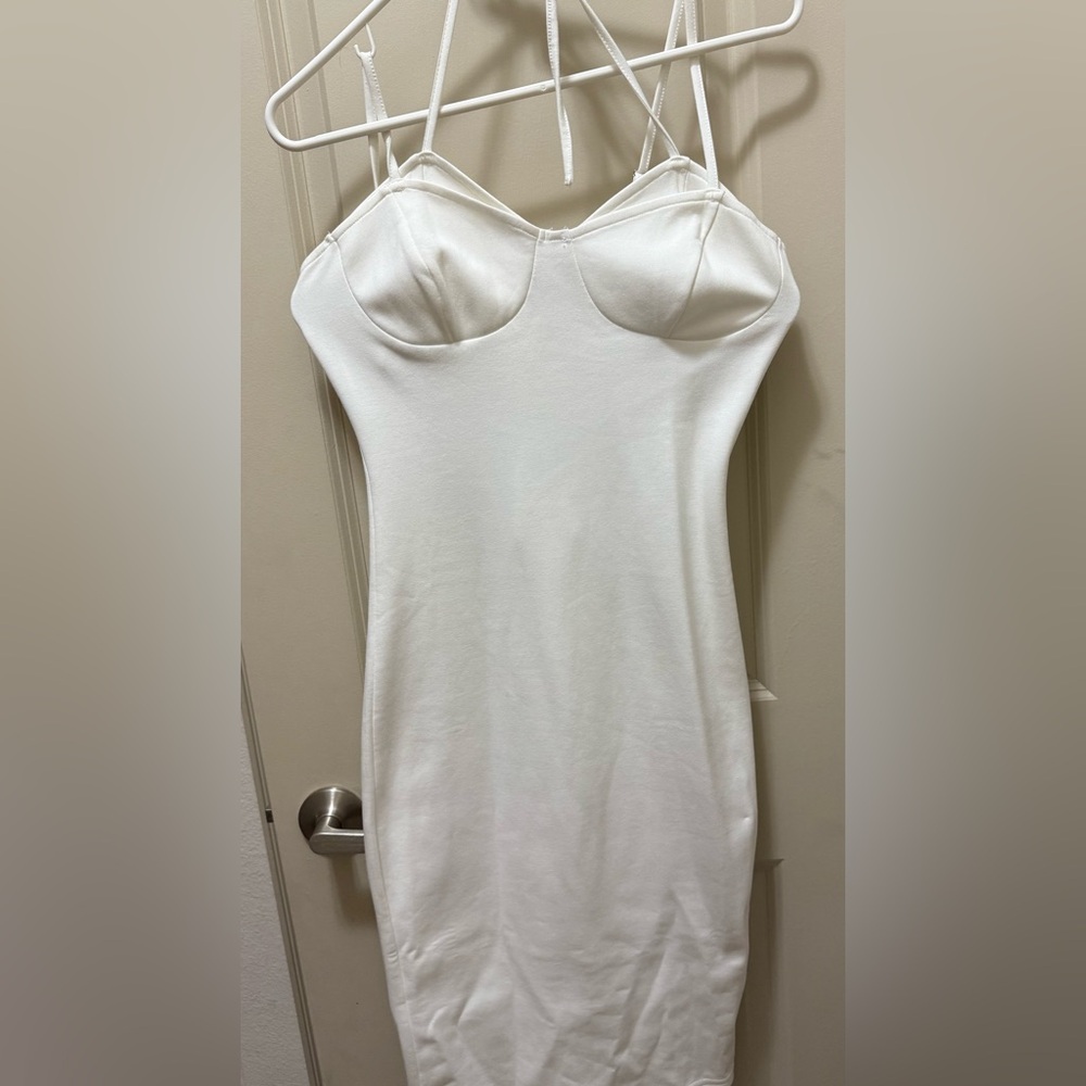 4th + Reckless White Midi Dress with Structured Bust